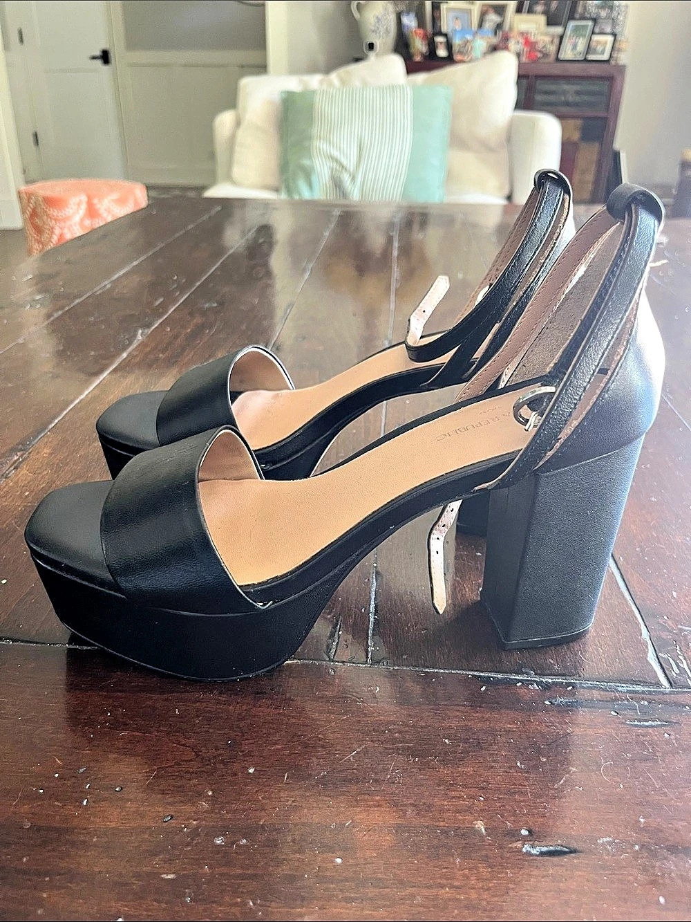 Banana Republic Black Platform Ankle Strap Heels